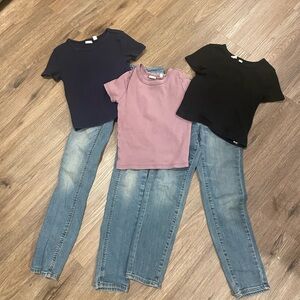 GAP Kids' Black, Navy, and Pink Short Sleeve Tees and other brands jeans bundle